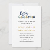 Stofbloem Blauwe Retro Groovy Script Foto Afstuder Kaart (Achterkant)