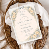 Stofbloem Blauwe Roos Boog Baby Shower Kaart