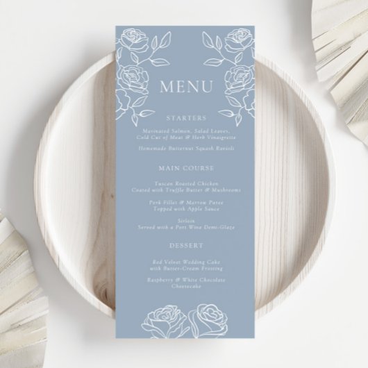 Stofbloem Blauwe Roos Romantische Trouwdag Diner M Menu