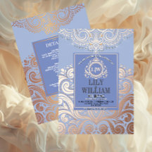 Stofbloem Blauwe Roze Goud Klassieke Monogram Boho