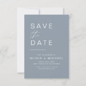 Stofbloem Blauwe Save the Date Elegante Minimalist (Voorkant)