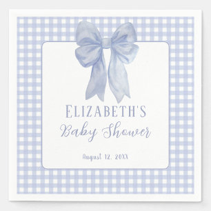 Stofbloem Blauwe Strik Gingham Baby Shower Servett Servet