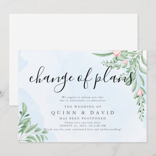 Stofbloem Blauwe Uitgestelde Trouwkaart Kaart (Voorkant / Achterkant)