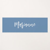 Stofbloem blauwe witte aangepaste naam script yogamat (Voorkant (horizontaal))