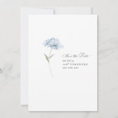 Stofbloem Blauwe Witte Bloemige Save the Date Uitn (Achterkant)