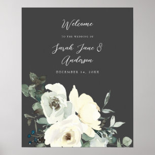 Stofbloem Blauwe & Witte Bloemstuk Welkom Huwelijk Poster