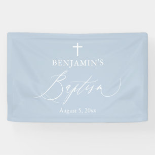 Stofbloem Blauwe Witte Kruis Jongens Doop Achtergr Spandoek