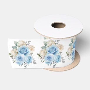 Stofbloem Blauwe Zilveren Elegante Bloemen Lint