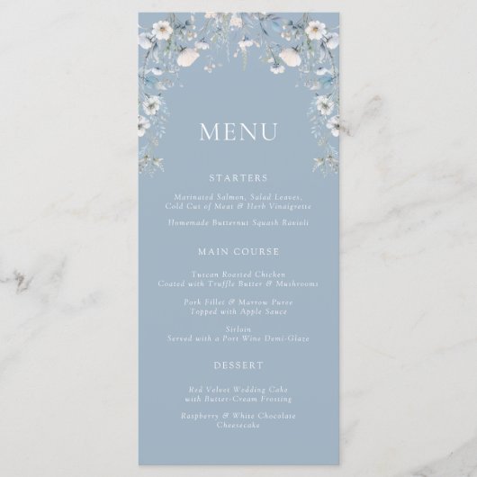 Stofbloem Bloemen Bloemstuk Bruiloftsmenu Menu (Voorkant)