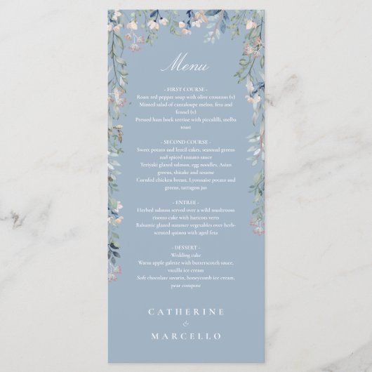 Stofbloem Bloemen Bruiloft Diner Menu (Voorkant)