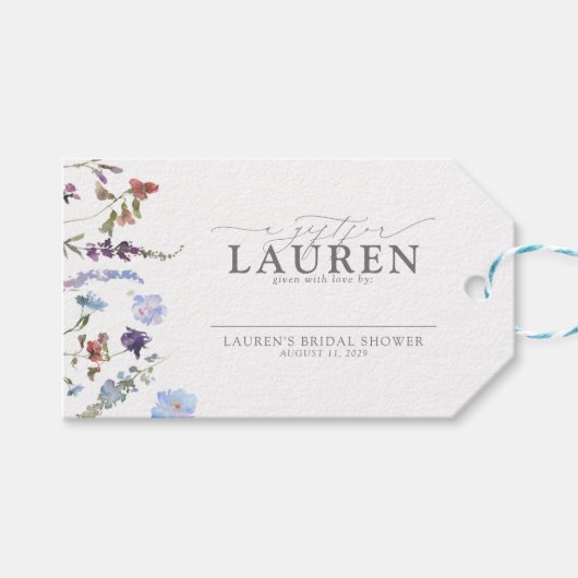 Stofbloem Bruids Bruiloft zonder Wrap Cadeaulabel (Voorkant (Horizontaal))