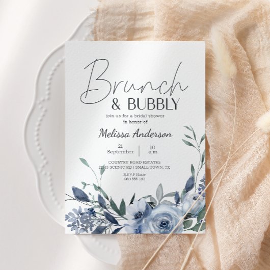Stofbloem Bruiloft Brunch Bruidsuitnodiging Kaart