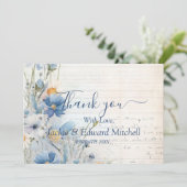 Stofbloem Bruiloft Dankjewel Bedankkaart (Staand voorkant)