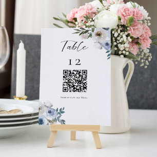 Stofbloem Bruiloft Tafel QR Code Bruiloftsmenu