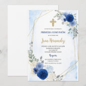 Stofbloem eerste communie uitnodiging (Voorkant / Achterkant)