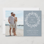 Stofbloem Elegante Boho Trouwfoto Save The Date (Voorkant)