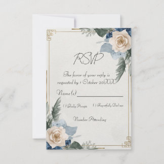 Stofbloem Elegante Trouw-RSVP RSVP Kaartje