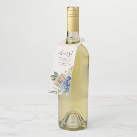 Stofbloem en Ivoor Kleuren Waterverf Flessenhanger (Schuin)