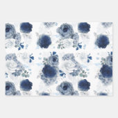 Stofbloem en marineblauwe bloemen Elegante botanis Inpakpapier Vel (Voorkant 2)