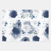 Stofbloem en marineblauwe bloemen Elegante botanis Inpakpapier Vel (Voorkant)