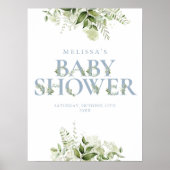 Stofbloem Groen Blad Baby Shower Bord Poster (Voorkant)