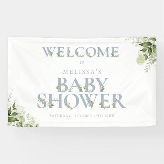 Stofbloem Groen Letter Baby Shower Welkom Spandoek (Horizontaal)