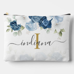 Stofbloem Monogram Schrift Waterverf Blauw Etui