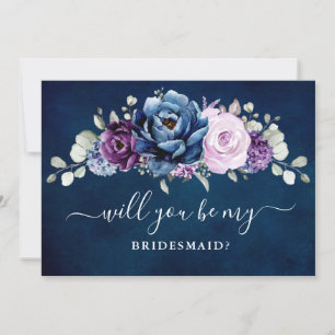 Stofbloem Paars Lila Wil je mijn bruidsmeisje zijn Kaart