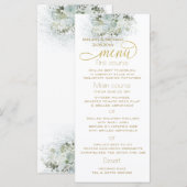 Stofbloem romantische bloem goud calligrafie menu (Voorkant / Achterkant)