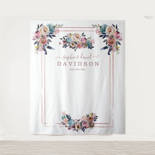 Stofbloem Roze Bloemen Roze Goud Fotocabine Wandkleed (Voorkant)