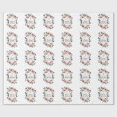 Stofbloem Roze Bloemige Geometrische Doop Initiaal Cadeaupapier (Vlak)