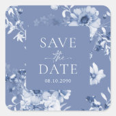 Stofbloem "Save the Date" Sticker in Stofblauw (Voorkant)