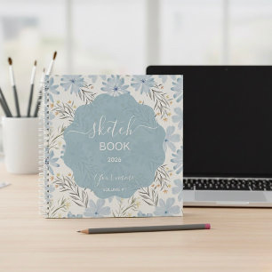 Stofbloem schetsboek in stoffig blauw notitieboek