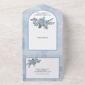 Stofbloem waterverf bloemen boog bloem bruiloft all in one uitnodiging (Buitenkant)