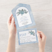 Stofbloem waterverf bloemen boog bloem bruiloft all in one uitnodiging (Afscheurbaar)