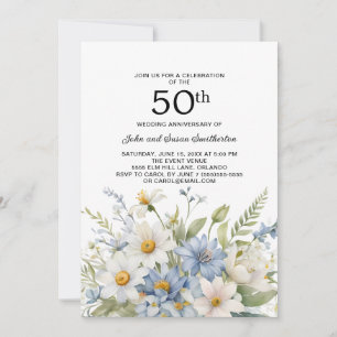 Stofbloem Witte Madeliefjes 50ste Verjaardag Kaart