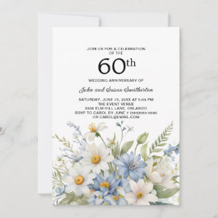 Stofbloem Witte Madeliefjes 60ste Verjaardag Kaart