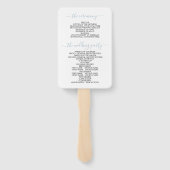 Stofbloemboog, initiële bruiloftsprogramma handwaaier (Achterkant)