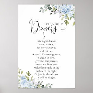 Stofbloemige Blauwe Bloemige Eucalyptus Baby Borre Poster