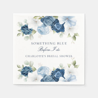 Stofbloemige blauwe bruiloftsshowerpapier servet