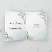 Stofbloemige blauwe eucalyptus huwelijksgelukwense kaart (Binnen)