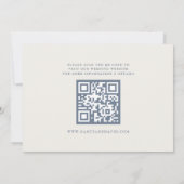 Stofbloemige blauwe QR-code trouw Save The Date (Achterkant)