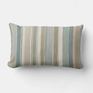 Stofbloemige Blauwe Turquoise Salie Beige Streep Kussen