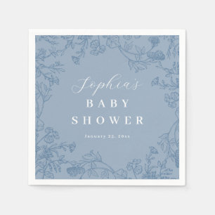 Stofbloemige Blauwe Vintage Baby Borrel Servet