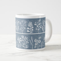 Stofbloemige Blauwe Whimsical Botanische Silhouett
