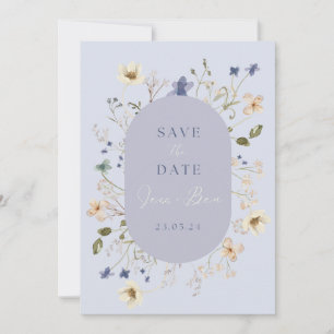 Stofbloemige Blauwe Wilde Bloem Bruiloft 'Save the Save The Date