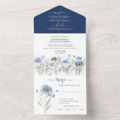 Stofbloemige korenbloemen, bruiloft van de Zoete W All In One Uitnodiging (Binnen)