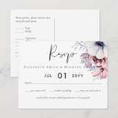 Stofbloemkleurig koraalbloem schriftelijk trouw-RS Briefkaart (Voorkant / Achterkant)