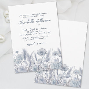 Stofbloemkleurige Bloemige Boho Baby Borrel Kaart