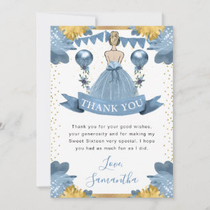 Stofblouse Jurk Blondharige Prinses Sweet 16 Bedankkaart